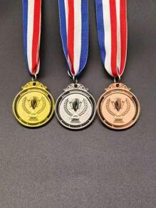 1 pieza/3 piezas Medalla de espiga de trigo numerada, medallas de premiación de aleación de zinc dorada/plateada/bronce para competencia deportiva