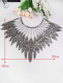 50厘米长 x 39厘米宽 全新蕾丝刺绣网眼水晶亮片串珠贴花披肩 DIY 服装配饰饰边 - 多色 - 查看 25