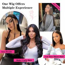 40 Inch Straight 6x4 HD Transparent Lace Closure Wigs Human Hair 4x6 Lace Straight Put On And Go Glueless Wigs Pre Plucked Pre Cut Lace Wig For Women 200% Closure Wig Nautural Black - Natural Black - 查看 9