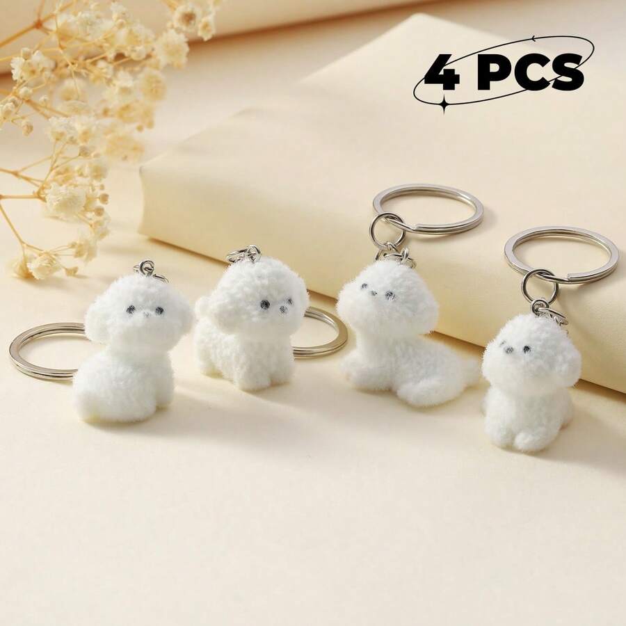 Chaveiro fofo de cachorrinho para bolsas, ideal para mulheres, homens, meninas e senhoras. Chaveiro estiloso com animais, perfeito para donos de cães ou amantes de animais. Chaveiro de liga metálica para casais, ideal para bolsas, chaves, celulares, mochilas, chaves de carro e carteiras. Ótimo presente de aniversário para amigos, para você mesmo, para namorado(a), para o Natal, para presentear professores e irmãs. - Branco - Ver 1