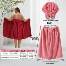 1 Set Bathrobe & Hair Towel, Plus Size Up To 300lbs, Large Absorbent Bathrobe & Wrap Skirt