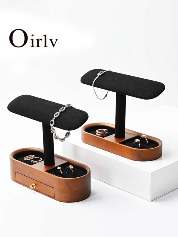 Oirlv Retro houten multifunctionele sieraden armband opbergrek rekwisieten display ketting horloge rek organizer harde standaard houder sieraden display armband display standaard