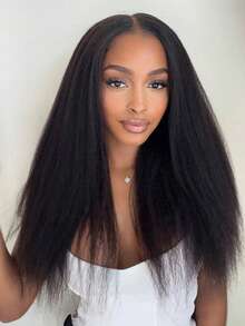 16/22 Inches Kinky Straight Hair Synthetic Hair Bundle Raw Added Volume Yaki Straight Hair 1 Bundle Kinky Straight Hair Extensions Kinky Straight Hair Bundle Hair Weft 100 Grams/Bundle Natural Color School For Daily Party, Halloween, Cosplay - Black - View 11