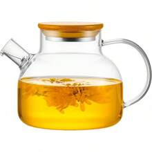Glass Teapot 20 OZ/600ml, Borosilicate Clear Tea Kettle With Bamboo Lid, Glass Tea Pot With Removable Filter Spout, Teapot Blooming And Loose Leaf Tea Maker Tea Brewer For Camping - 20盎司 - 查看 7