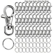 10/30/50/100 Pcs Metal Swivel Clasps And Key Rings, Lobster Claw Key Chains And Key Rings, Keys, Jewelry Making, Silver - Rotatable Keychain Set - View 9