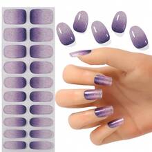 20片/套 半固化美甲贴纸，易于涂抹的舒缓美甲凝胶贴纸，第二代软凝胶美甲贴，UV灯固化设计，适合女性，沙龙品质，易于安装和卸除 美甲用品 - 彩色 - 查看 12