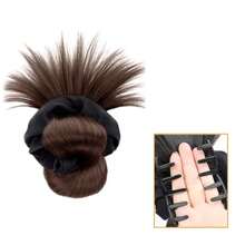 Synthetic Hair Bun Headband Claw Clip In Chignon Hairpieces For Women Fluffy Hair Flower Hair Elastic Band Hair Accessories Black Brown - Multicolor - View 10