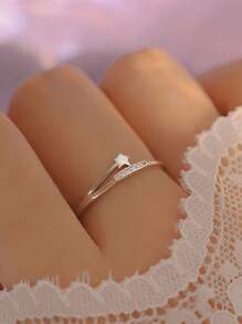 1pc Creative Rhinestone Star Adjustable Open Ring, Suitable For Women's Daily, Festival, Party Wear