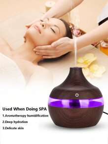 Wood Grain Humidifier With Night Light, USB Powered, Suitable For Bedrooms And Offices, Atomization Mode, Maximum Humidity 300ml/H, Applicable Area 10-20㎡, Touch Control Operation, Silent Operation, Bedroom Humidifier, Simple Design, Natural Beauty, Quiet Operation - Multicolor - View 5