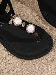 2025新款波西米亚风儿童凉鞋，亮黄色和粉色真皮凉鞋，时尚设计，沙滩凉鞋，适合高中生和大学生穿着 - 黑色 - 查看 6