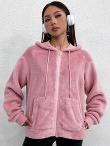 1  Liso    Casual    Poliéster    De Pelito  Cordón  Bolsillo    Vacaciones  Diario  Fiesta de Cumpleaños    INVIERNO - Rosa - Ver 3