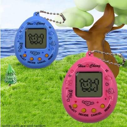 1 件电子宠物游戏机黑白屏 168 合 1 宠物游戏机新款掌上电子经典复古游戏机钥匙扣背包挂件装饰虚拟宠物钥匙扣虚拟电子宠物钥匙扣游戏钥匙扣