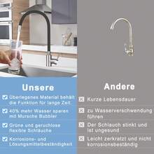 homefire Rubinetto da cucina nero con tubo flessibile estraibile, rubinetto per lavello, rubinetto da cucina, rubinetto ad alta pressione, rubinetto da cucina flessibile, miscelatore girevole a 360°, acciaio inossidabile con aeratore a risparmio idrico