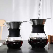 1pc Glass Hand Drip Coffee Pot Set, Home Use Hand Drip Percolator Coffee Pot - Multicolor - View 2
