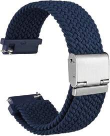 Correa de Reloj de Nylon Trenzado de 22mm para Hombres y Mujeres, Liberación Rápida, Hebilla de Acero Inoxidable Negra (Azul) - Azul (hebilla plateada) - Ver 12
