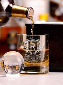 1pc Custom Name Whiskey Glass, Custom Name Whiskey Tumbler Glass, Custom 300ml Whiskey Glass, Custom Glassware With Name, Custom Gift, Personalized Name Whiskey Glass, Personalized Name Whiskey Glassware For Him Her, Boyfriend, Girlfriend - Multicolor - View 2