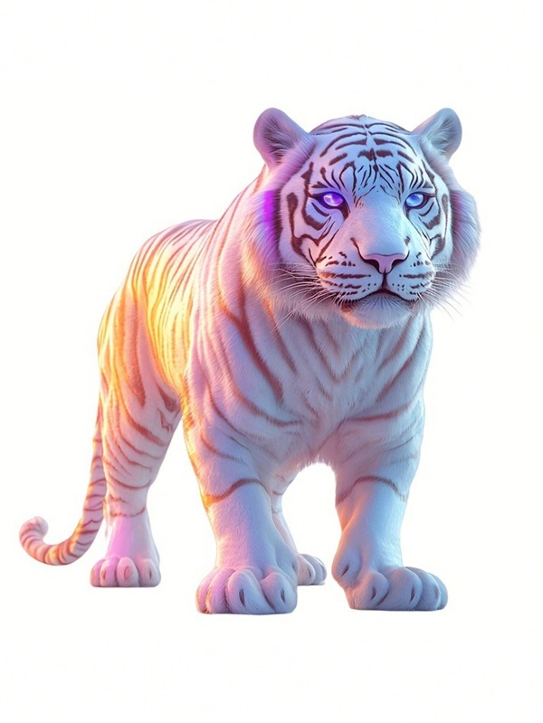 4pcs Glow-In-The-Dark White Tiger Stickers, Scratch-Resistant Stickers, Motorcycle Stickers, Car Bumper Stickers