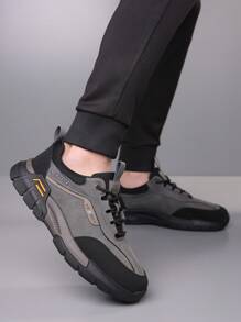 新款休闲鞋男士户外防滑耐磨百搭运动鞋软底登山鞋 - 灰色 - 查看 5