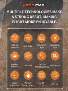 4DRC K500泡沫遥控飞机玩具，具备360°翻滚和悬停功能 | 定高飞行 | 适合初学者，带LED灯 | USB充电遥控飞机，是男孩生日/圣诞节/万圣节的完美礼物