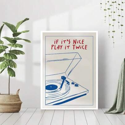 1 bức tranh treo tường bằng vải bạt dễ treo nghệ thuật hiện đại hình máy hát đĩa than in trên vải bạt - Tranh treo tường cho phòng ngủ, phòng khách, nhà bếp hoặc hành lang