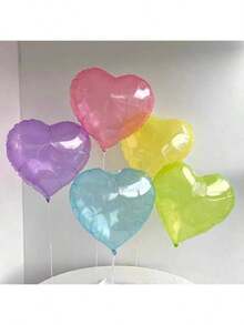 3 个/6 个 18 英寸透明果冻色心形气球，适合生日派对、婚礼派对装饰、万圣节和圣诞节礼物（颜色随机）