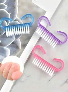 指甲清洁刷，用于清洁指甲，钩针编织刷头，符合人体工学的粉色手柄，小型除尘刷，去除指甲灰尘，塑料清洁刷，美甲沙龙清洁工具，除尘小刷，非常适合美甲和足疗，高效清洁手指和指甲，无异味