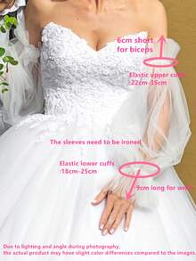 1pc Black Mesh Bubble Sleeve & 2pcs Elastic Bride Sleeve Covers Autumn Accessories