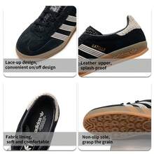 Adidas Originals 女式 GAZELLE INDOOR W 舒适透气运动休闲鞋 JI2755 - 黑色/奇妙白色/樹脂黃 - 查看 6