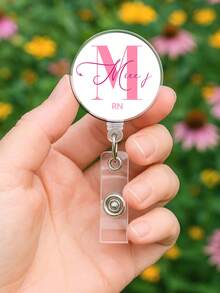 1pc Customized Name Badge Reel, Scroll, Retractable ID Card Holder - Suitable For Doctors, Nurses, Students, Employees, Acrylic Material, Personalized Badge Reel - Transparent - View 4