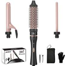 Bộ máy uốn tóc 3 trong 1 Javelove gồm lược nhiệt (1.5") và 2 đầu uốn gốm có thể thay thế (0.51" - 1"), 2 chế độ nhiệt, bao gồm găng tay bảo vệ nhiệt, 2 kẹp và túi đựng. Sản phẩm thuộc các danh mục: Dụng cụ làm tóc, Đồ dùng làm tóc, Đồ dùng du lịch, Du lịch, Thợ cắt tóc, Nhà tạo mẫu tóc, Phụ kiện thợ cắt tóc, Ngày Valentine, Vật tư làm tóc, Nhà tạo mẫu tóc, Tiệm cắt tóc, Salon, Đồ dùng cần thiết cho kỳ nghỉ, Sản phẩm chăm sóc tóc, Tiệm cắt tóc, Quà tặng Valentine, Đồ dùng du lịch cho phụ nữ, Dụng cụ tạo mẫu tóc. - Phổ quát - Xem 4