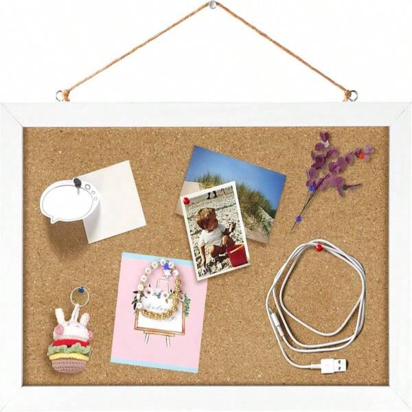 FEBSNOW Cork Board Bulletin Board 157 X 12 Inches With Rectangle White Frame Hanging Pin For Office Home Message Board Or Vision Board Decoration