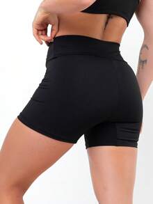 Kit 2 Women's Fitness Shorts High Waist Zero Transparency Blackout Gym Basic Bermuda Shorts Women's Crossfit Yoga - 黑咖啡 - 查看 7