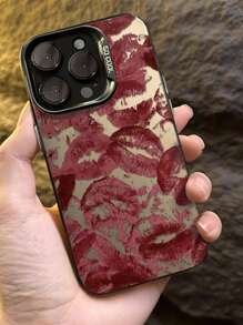 1pc Retro Sexy Red Lip Print Case Compatible With Apple Phone 16 Pro Max 15 Pro 14 Plus 13 12 11 X/Xs XS MAX 7 8 Plus Smartphone Accessories New Luxury High Quality Shockproof Anti-Slip PHONE Protective Waterproof Anti-Fall Scratch Resistant