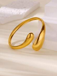 Old Money Style Stainless Steel Snake Water Drop Bracelet, 18K Gold-Plated Adjustable Cuff Bracelets For Women, Summer Holiday Golden Bangle Jewelry Wedding Party Accessories Gifts