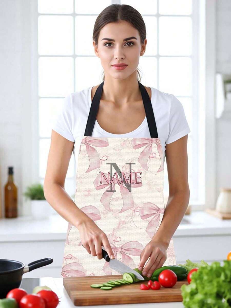 1pc Customizable Girly Style Apron, Durable Polyester Material, Cooking Apron, Stylish Apron, Size: 55x68cm