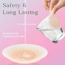 QY Cakes Nipple Covers 2 Pairs UltraThin Adhesive Seamless Nipple Pasties For Women Silicone Reusable Breast Petals 8380 - 奶油 - 查看 3