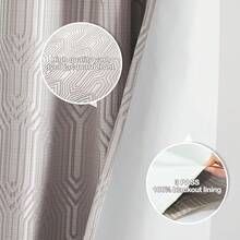 Beige And Black% Blackout Geometric Pattern Curtains, 52 Inch Wide 96 Inches Long 2 Panels, Thermal Insulated Noise Reducing Anti-Rust Grommet Drapes Bedroom Living Room,, Modern Style, Energy-Efficient - 摩卡和銀色 - 查看 5