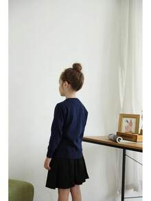 Girls' Cardigans Sweater Cotton Button Solid Long Sleeve Knit Sweaters