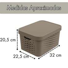 Kit 3 Organizer Baskets 17 Liters With Lid Multipurpose Organizer Box Various Colors - Mixx Nova - 灰色 - 查看 2