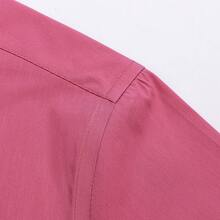 [Tedelon]56% Polyester 40% Cotton 4% Spandex ,Slim Fit Dress Shirt -Formal/Casual Shirt With Contrast Collar & Cuff Details, Breathable Cotton Blend For Business - 玫紅 - 查看 2