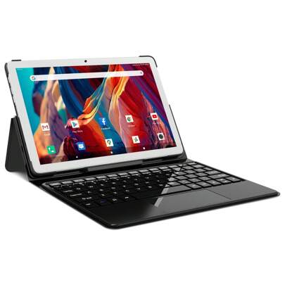 Tablette PC Android 2 en 1 10 pouces avec clavier, Wi-Fi 5G, 128 Go de ROM (1 To de TF), Bluetooth 5.0, Octa-core 1,8 GHz, 1080p Full HD, 13 Mpx + 8 Mpx, 7 000 mAh, certifiée GMS, Type-C/GPS/OTG - Gris