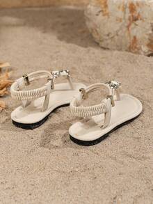 2025 New Bohemian Style Children's Sandals, Bright Leather Sandals In Yellow And Pink, Fashion Design, Beach Sandals, Suitable For High School And College Students - White - View 4