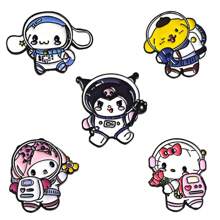 Sanrio Sanrio 1 szt./5 szt. Hello Kitty Kuromi Anime Cartoon Urocza i oryginalna broszka metalowa naszywka, dodatek do odzieży, plecaka, nadaje się do noszenia na co dzień i jako prezent dla przyjaciół. Akcesoria biurowe, koszule, kurtki, biżuteria, Boże Narodzenie, Halloween.