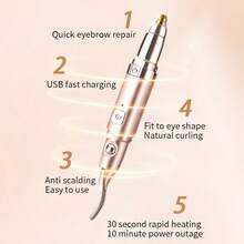 RAF 二合一电动睫毛夹、电动修眉器、无痛修眉器、眉毛修剪器、面部脱毛器、加热睫毛夹、女士睫毛夹、打造浓密卷翘睫毛、电动加热睫毛造型器。功率：2瓦。情人节和圣诞节送给家人和朋友的最佳礼物。 - 彩色 - 查看 7