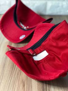 Men's Women's Curved Brim Cap Fitão Urban Style Adjustable - Unisex Casual Streetwear - 紅色與黑色 - 查看 3