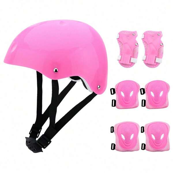 Kids Bike Helmet And Pads Set, Kids Skateboard Helmet Knee And Elbow Pads Wrist Pads 7 In 1 Children Protective Gear Set For Cycling, Roller Skating, Skateboard