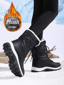 Botas de senderismo de invierno para mujer, botas de nieve casuales y de media pantorrilla para exteriores con suela antideslizante y cordones, zapatos de trekking elegantes y de moda. Marca Zapatos de senderismo de alta gama para mujer, botas de nieve de alta gama para mujer, zapatos deportivos de montaña para senderismo, camping, escalada, botas de nieve de suela gruesa y cálida, talla 36-43