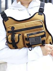 男士户外战术背心包，功能休闲个性化斜挎包，ins风胸包，运动胸包，男士圣诞礼物