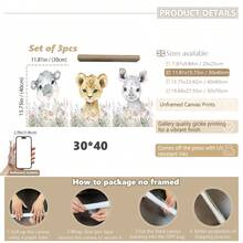 1 Canvas Hanging Picture, Easy To Hang, Bohemian Nursery Wall Art Print, Nursery Decor, Bohemian Kids Room, Boys Room Art, Kids Room Wall Art, Baby Animal Prints, Pastoral Decor.