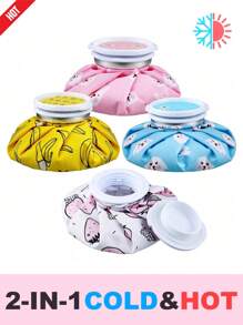 1 peça bolsa de gel quente e frio reutilizável com estampa fofa para olhos cansados, fácil de transportar, bolsa de água quente portátil de tamanho pequeno, compressa fria para dor de cabeça, relaxamento calmante, casa, escritório, viagem, acessórios essenciais para kit de primeiros socorros de verão e inverno